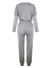 Women's Solid Color Sweatshirt & Sweatpants Set
