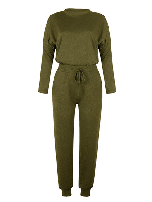 Women's Solid Color Sweatshirt & Sweatpants Set