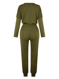 Women's Solid Color Sweatshirt & Sweatpants Set