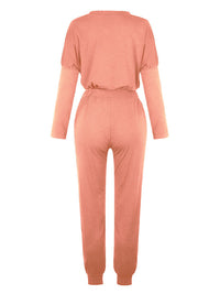 Women's Solid Color Sweatshirt & Sweatpants Set