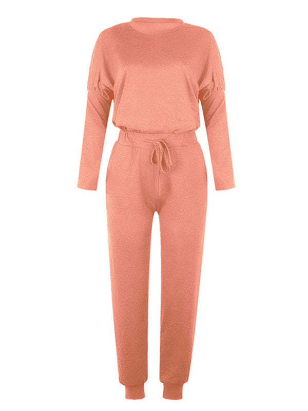 Women's Solid Color Sweatshirt & Sweatpants Set
