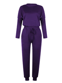 Women's Solid Color Sweatshirt & Sweatpants Set