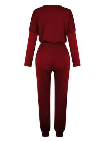 Women's Solid Color Sweatshirt & Sweatpants Set