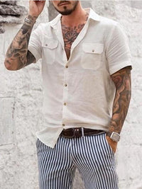 Men's Woven Casual Two Pocket Short Sleeve Shirt