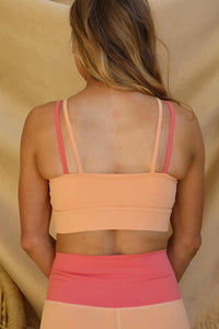 Orange Two-Tone Colorblock Bra Leggings Active Wear Set